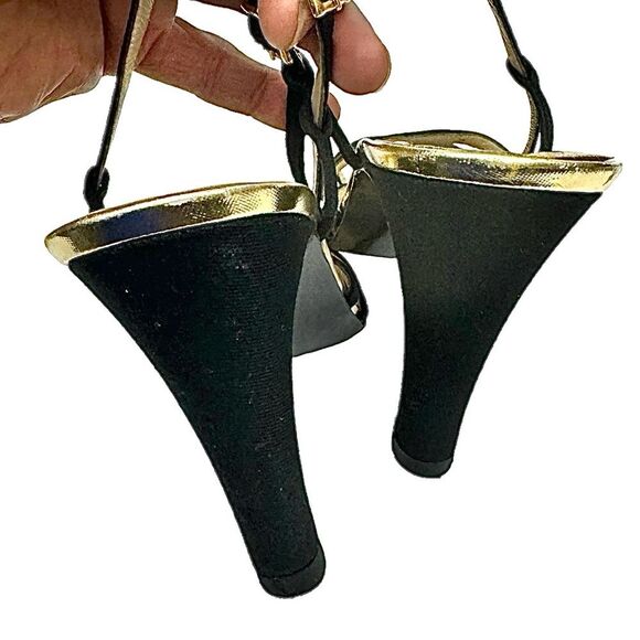 Bruno Magli Women’s Black Satin Open Toe Ankle Strap Heels Size 8M Italy - Picture 10 of 11